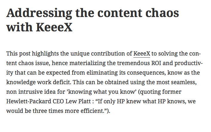Addressing the content chaos with KeeeX