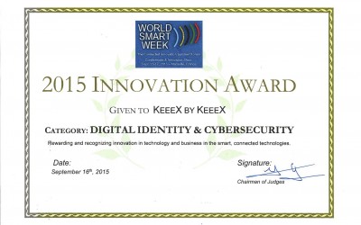 KeeeX Wins World Smart Week Innovation Award 2015